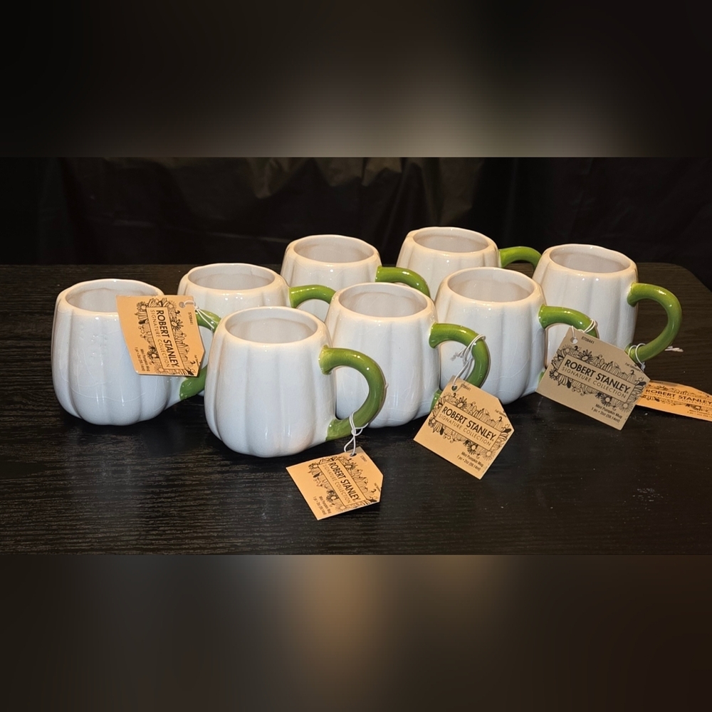 Set Of 8 Robert Stanley Espresso Pumpkin Mugs New